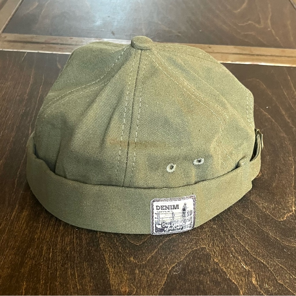 Green denim cap hat beanie